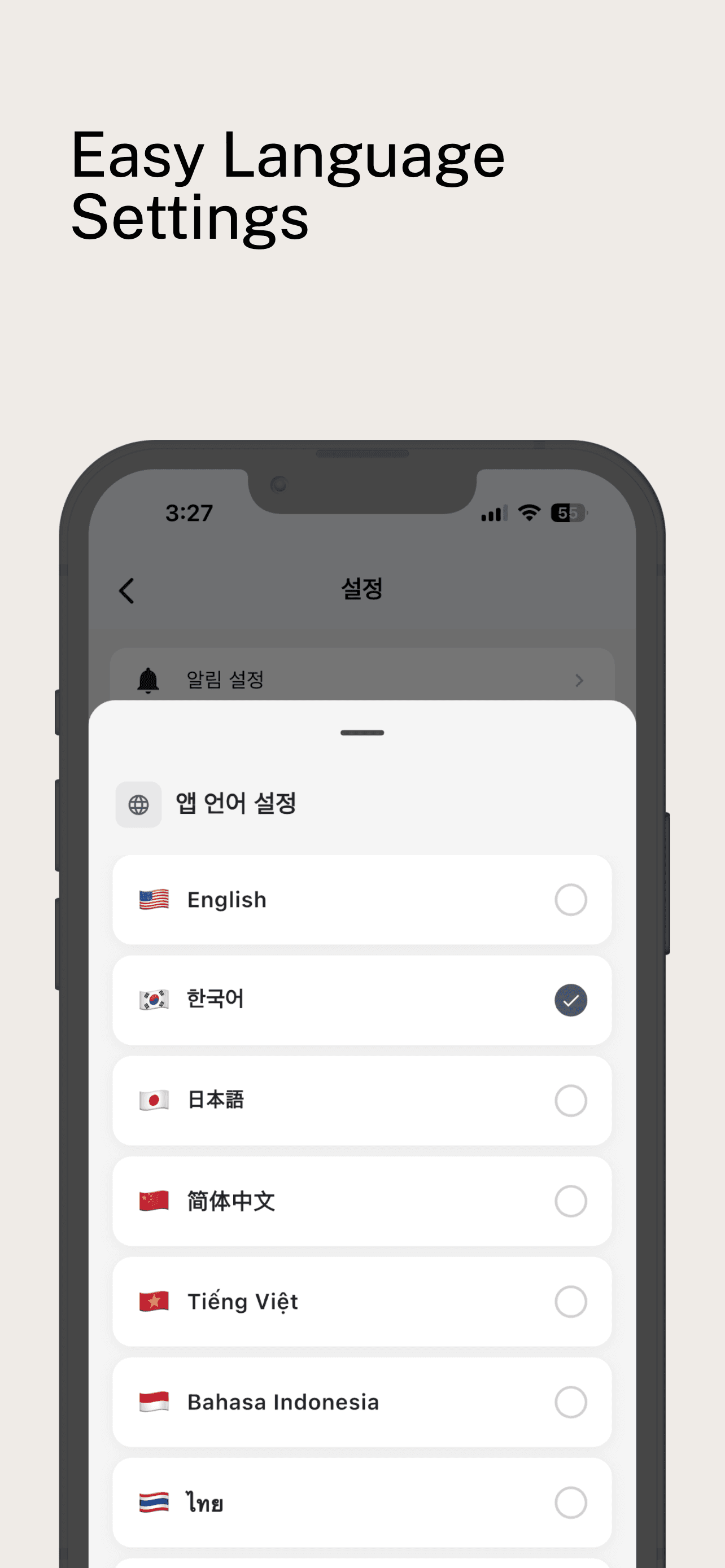 쉬운 언어 설정